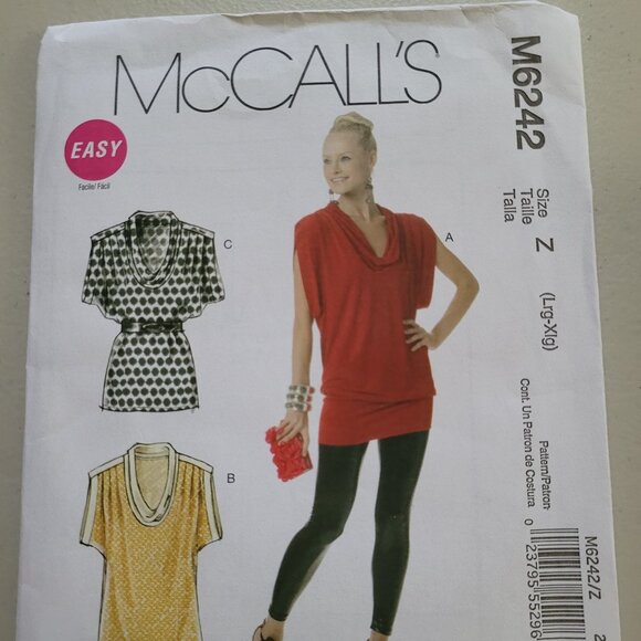 McCall's M6242 Misses Easy Pullover Style Tops Size L -  XL - Picture 1 of 2